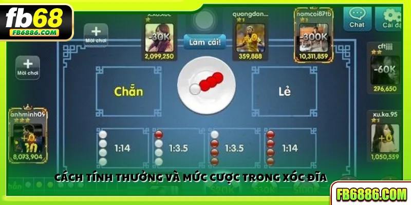 Cách tính thưởng và mức cược trong Xóc Đĩa