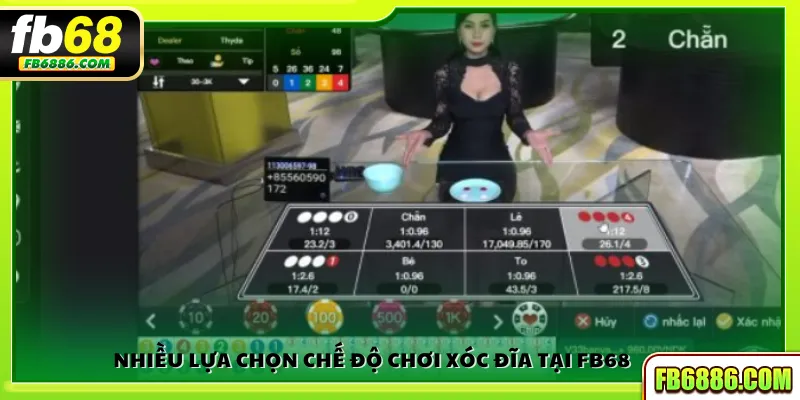 Nhiều lựa chọn chế độ chơi Xóc Đĩa tại FB68